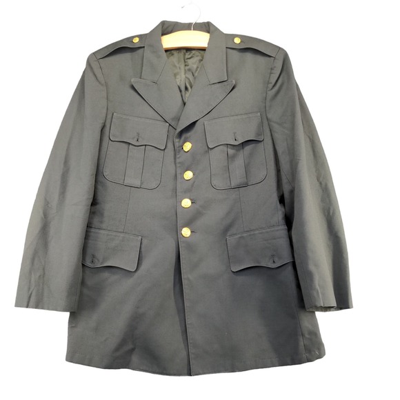 U.S. Army Men's Serge Green Dress Coat Size 42R Poly Wool Blend Military Uniform - Picture 1 of 13